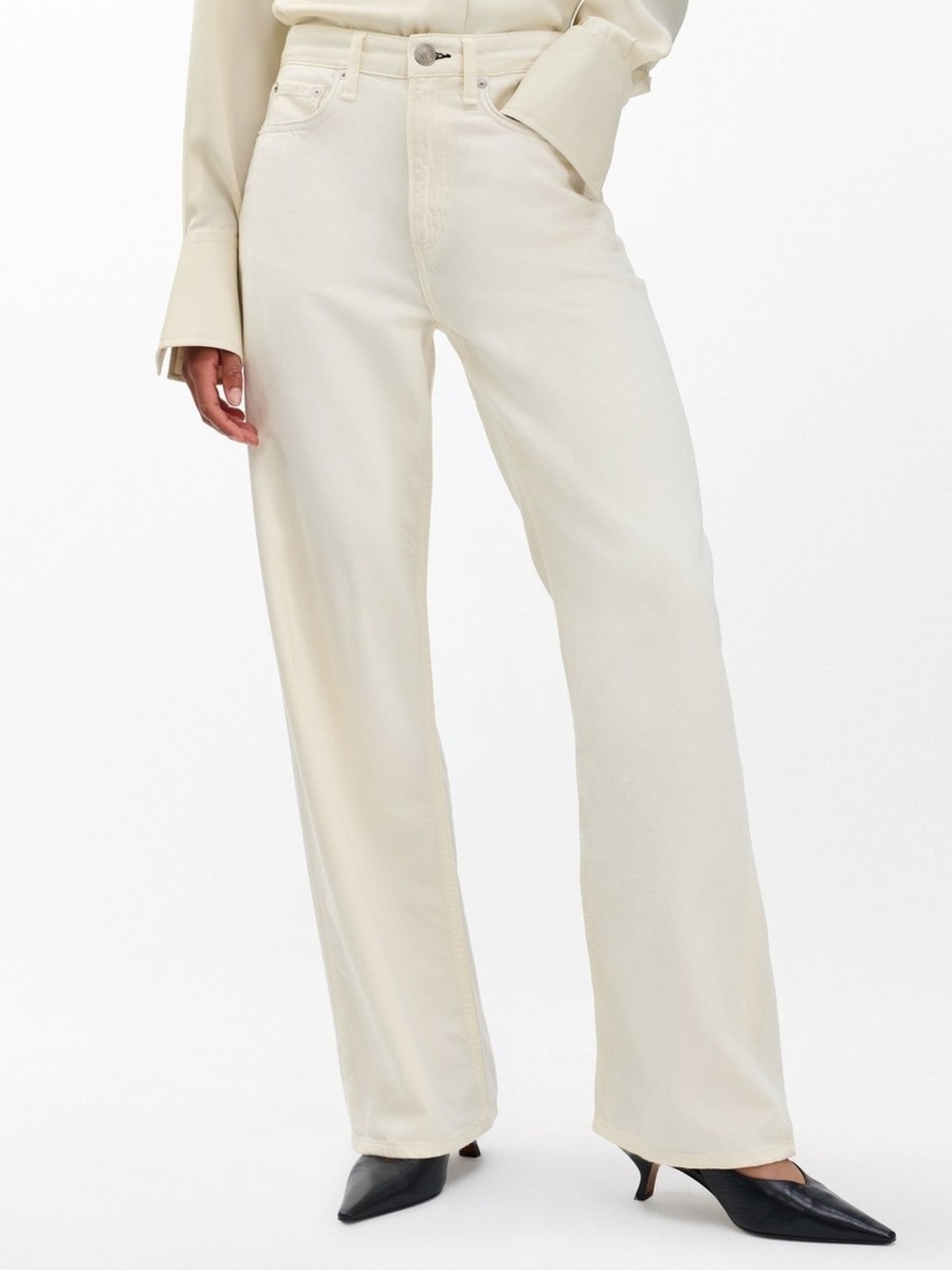 rag & bone Logan Wide-Leg Jeans -
Featherweight in Ecru - Size 33